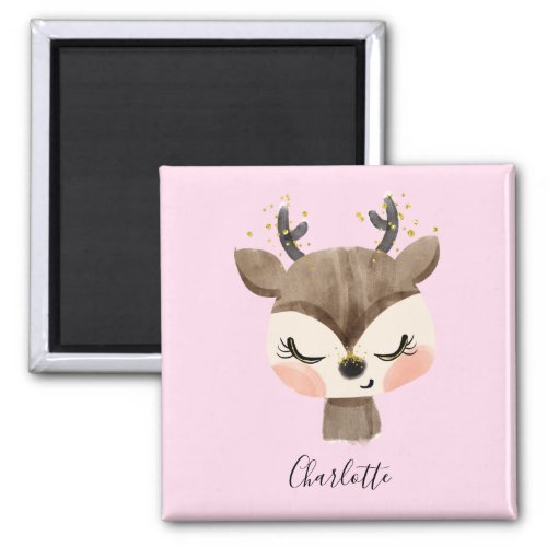 Sweet Cute  Girly Pastel Blush Pink Baby Reindeer Magnet
