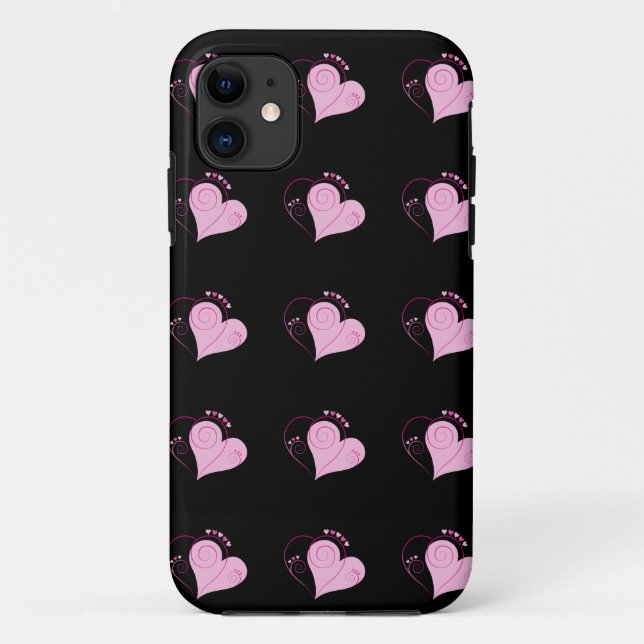 Sweet Cute Happy Valentine Love Hearts Soft Pink Case-Mate iPhone Case (Back)