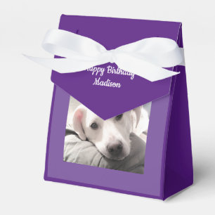 Sweet Cute Labrador Retriever Dog Purple Birthday Favor Boxes