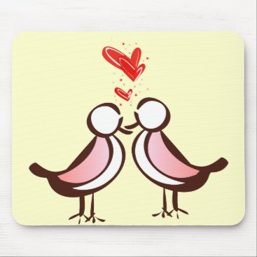 sweet cute lovebirds mouse pad