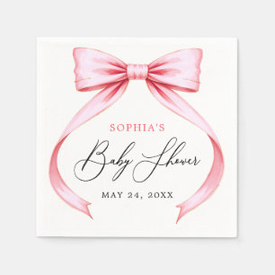 Sweet Cute Pink Coquette Bow Baby Shower Napkins