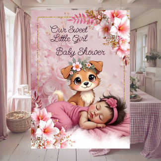 Sweet Cute Pink Girl Baby Shower Puppy Dog Invitation