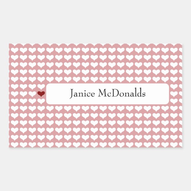 Sweet cute red white heart name label love (Front)