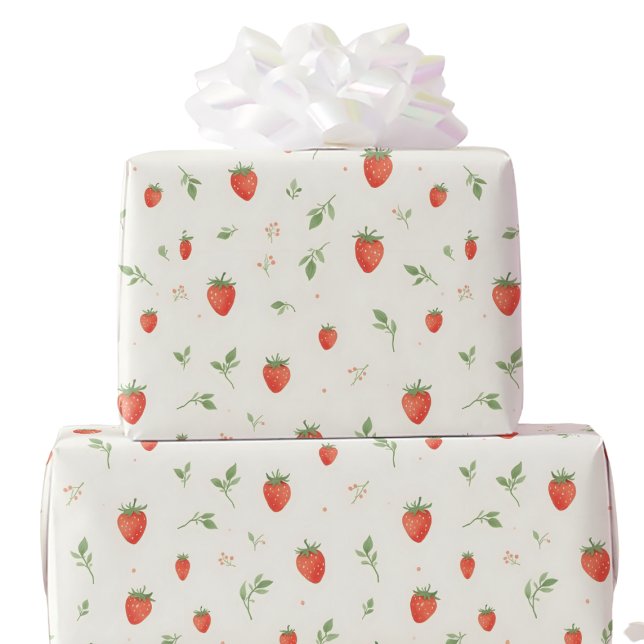Sweet Cute Strawberry Patterned Wrapping Paper (Creator Uploaded)