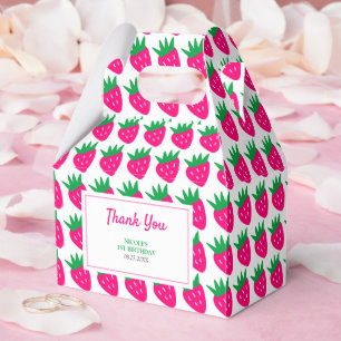 Sweet Cute Strawberry Pink Birthday Thank You Favor Boxes