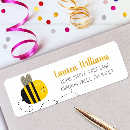 Sweet Cute Yellow Bumblebee Child Birthday Address Label