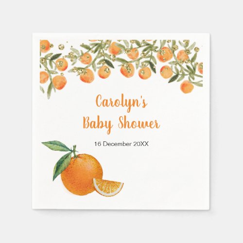 Sweet Cutie Orange Baby shower Napkin
