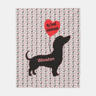 Sweet Dachshund: Heart Balloon Fleece Blanket