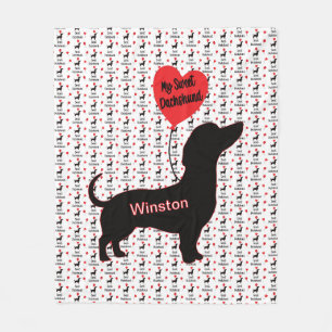 Sweet Dachshund: Heart Balloon Fleece Blanket