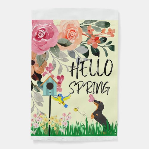 Sweet Dachshund Spring Garden Flag