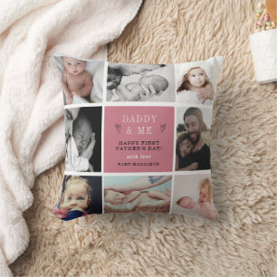 "Sweet 'Daddy & Me' 1st Father's Day Photo Collage Throw Pillow