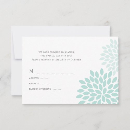 Mint Chrysanthemums Wedding Response Cards