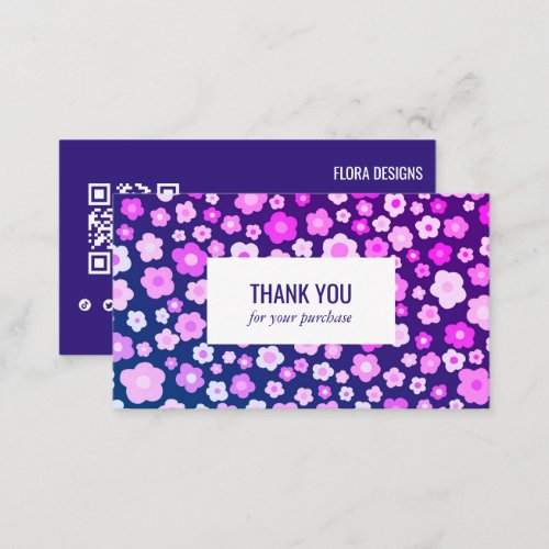 Sweet Daisies Floral QR Code Social Icon Thank You Business Card