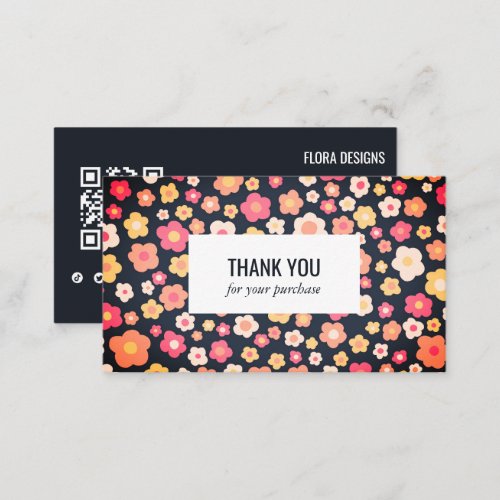 Sweet Daisies Floral QR Code Social Icon Thank You Business Card