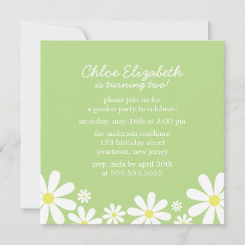 Whimsical Daisies Birthday Party Custom Invites