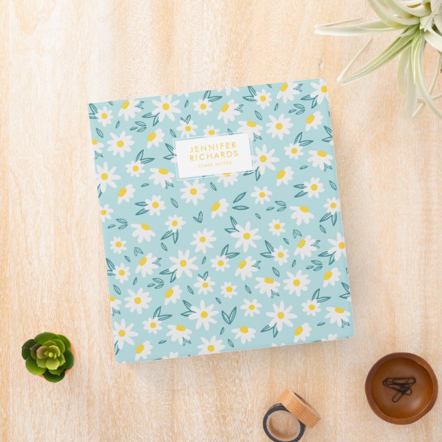 Sweet Daisies Pattern Personalized 3 Ring Binder (In Situ)