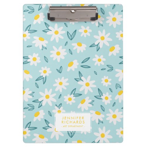 Sweet Daisies Pattern Personalized Clipboard