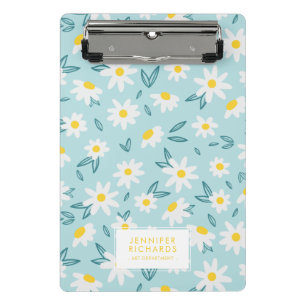 Sweet Daisies Pattern Personalized Mini Clipboard
