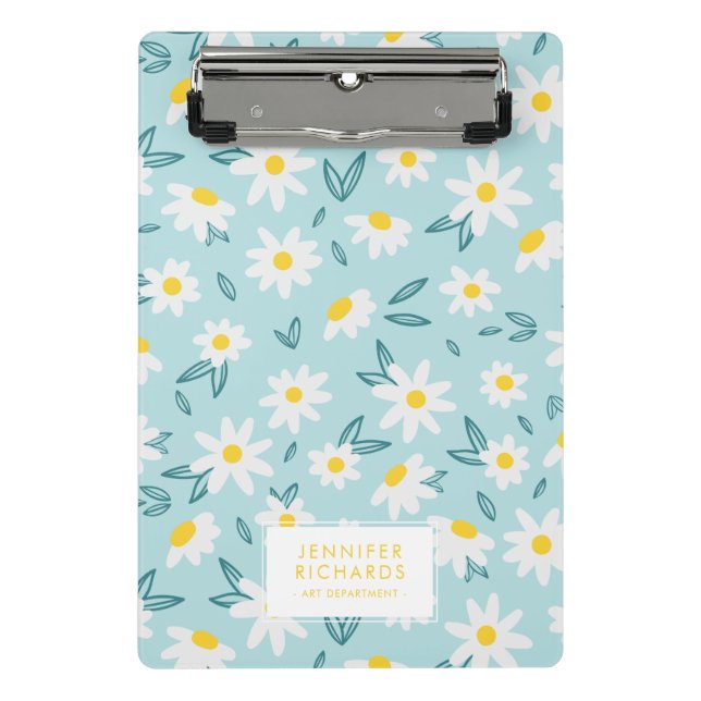 Sweet Daisies Pattern Personalized Mini Clipboard (Front)