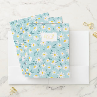 Sweet Daisies Pattern Personalized Pocket Folder