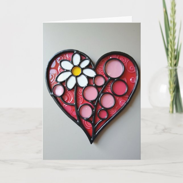 Sweet Daisy Heart Love Card (Front)