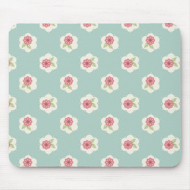 Sweet Daisy Mouse Pad in Vintage Aqua (Front)