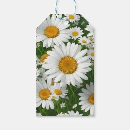 Sweet daisy pattern white floral greenery gift tags
