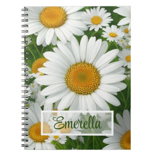 Sweet daisy pattern white floral greenery notebook
