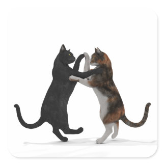 Sweet Dancing Cats Square Sticker