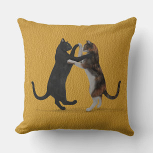 Sweet Dancing Cats Throw Pillow