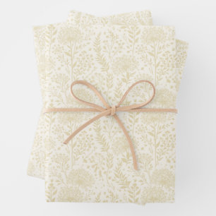 Sweet Dandelion Golden Wheat - Neutral Wrapping Paper Sheets