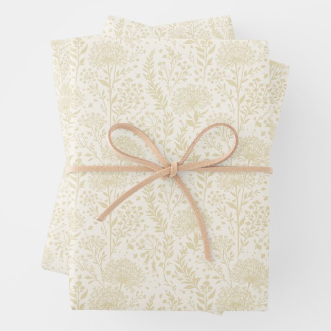 Sweet Dandelion Golden Wheat - Neutral Wrapping Paper Sheets (In situ)
