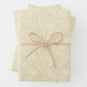 Sweet Dandelion Neutral - Golden Wheat Wrapping Paper Sheets