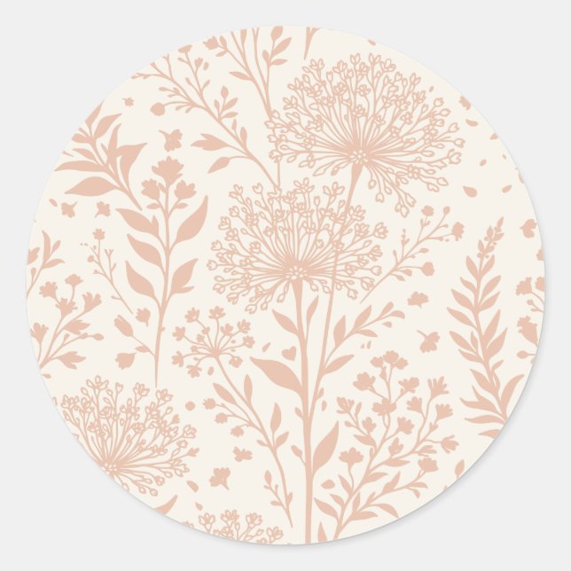 Sweet Dandelion Warm Apricot - Neutral Classic Round Sticker (Front)