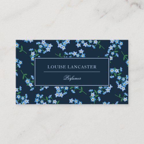 Sweet Dark Blue Forget_Me_Not Pattern Business Card