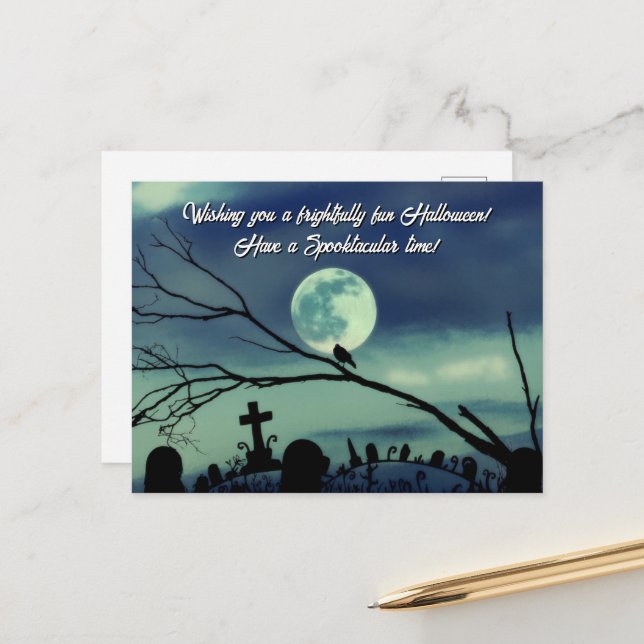 Sweet Darkness Gothic Full Moon Eerie Graveyard Postcard (Front/Back In Situ)