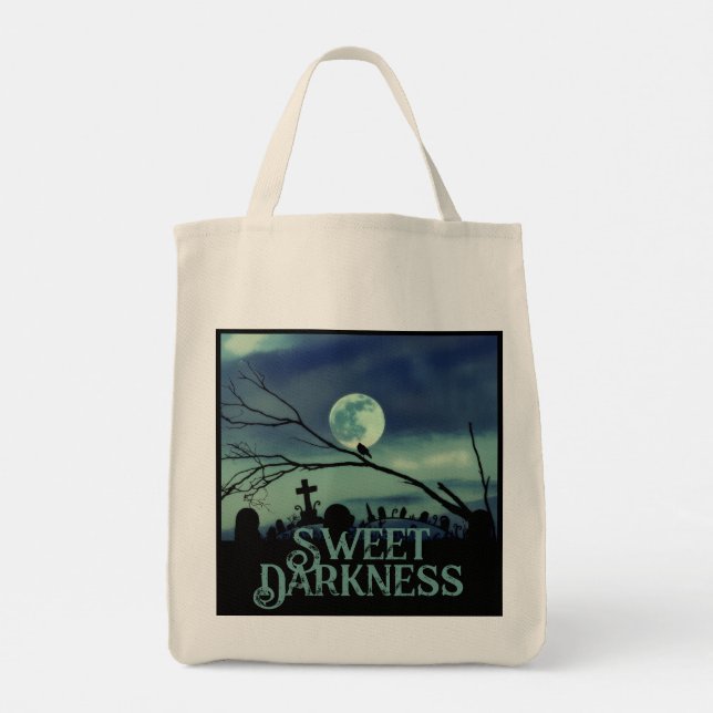 Sweet Darkness with Custom Text Tote Bag (Back)