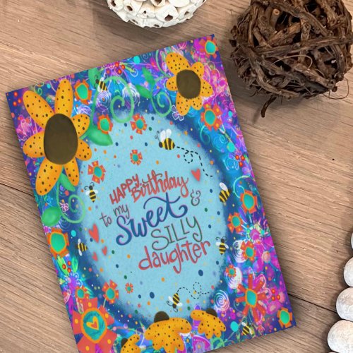 Sweet Daughter Birthday Fun Floral Trendy Card
