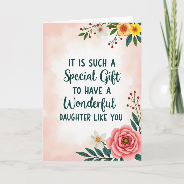 Sweet Daughter Gift Floral Card (Front)