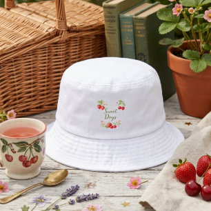Sweet Days" Aesthetic Bucket Hat – Watercolor Stra