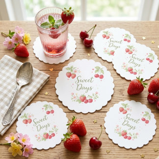 Sweet Days Watercolor Fruit Aesthetic Paper Coaste Coaster