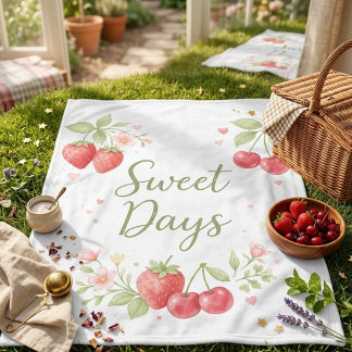 Sweet Days Watercolor Fruit Picnic Blanket