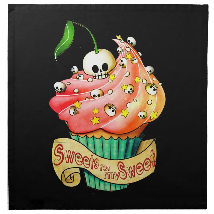 Sweet & Deadly  Skull Cupcake Printed Napkin