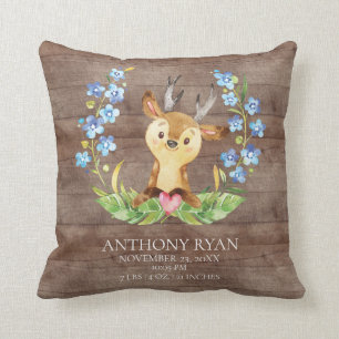 Sweet Deer  Baby Birth Stats Pillow