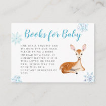 Sweet Deer Blue Winter Baby Shower Book Request Enclosure Card