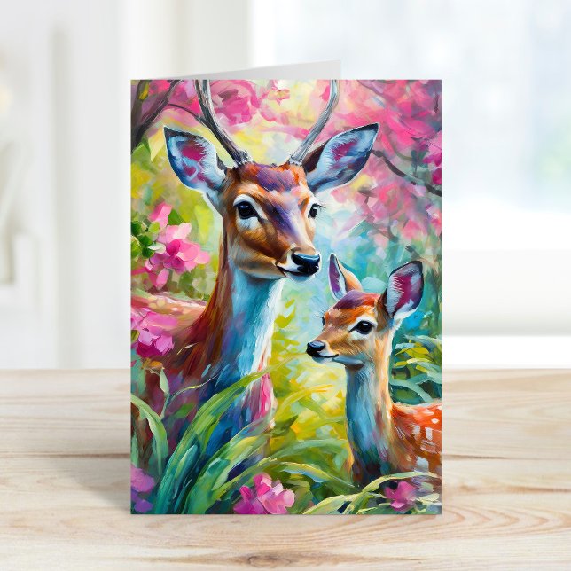 Sweet Deer Colorful Modern Abstract Art Card (Creator Uploaded)