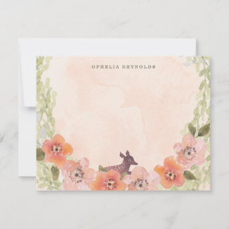 Sweet Deer in Flowers Note Card