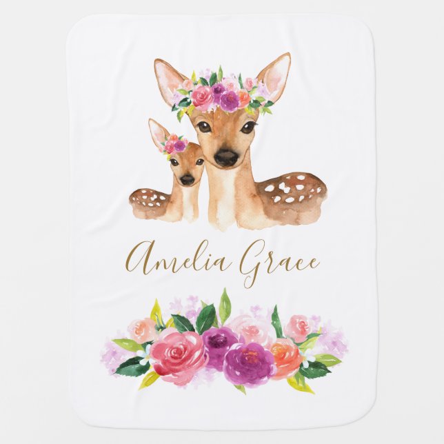 Sweet Deer Mom And Baby Blanket (Front)
