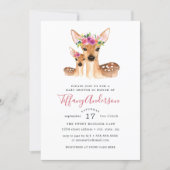 Sweet Deer Mom And Baby Floral Baby Shower Invitation (Front)