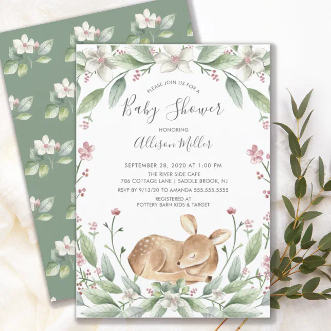 Sweet Deer Neutral Baby Shower Invitation | Zazzle